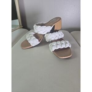 DV Dolce Vita Sandals Hardey White Womens 2" Heel Braided Size 10